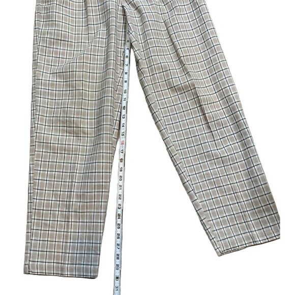 Baxter Wells Neutral Plaid Pattern Linen Blend Pants Sz 10 Preppy Light Academia - Picture 5 of 15
